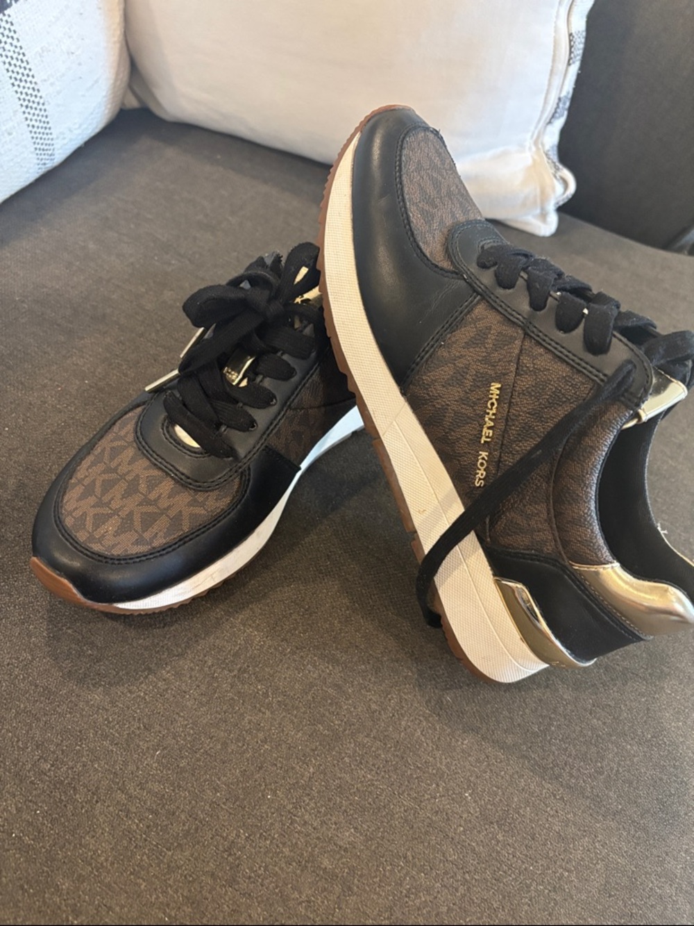Michael Kors Brown and Black Logo Trainer Sneakers
